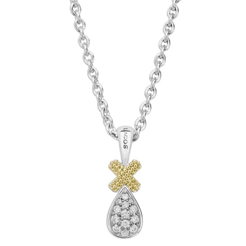 LAGOS DROP X DIAMOND PENDANT NECKLACE